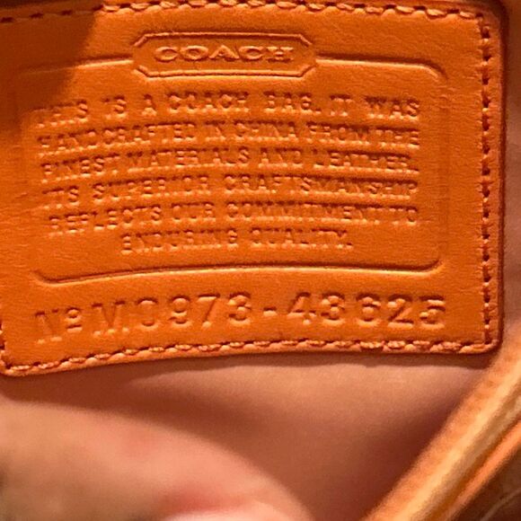 Coach Mini Messenger Crossbody Bag Purse Coral Cream Signature Logo Print - Picture 9 of 13